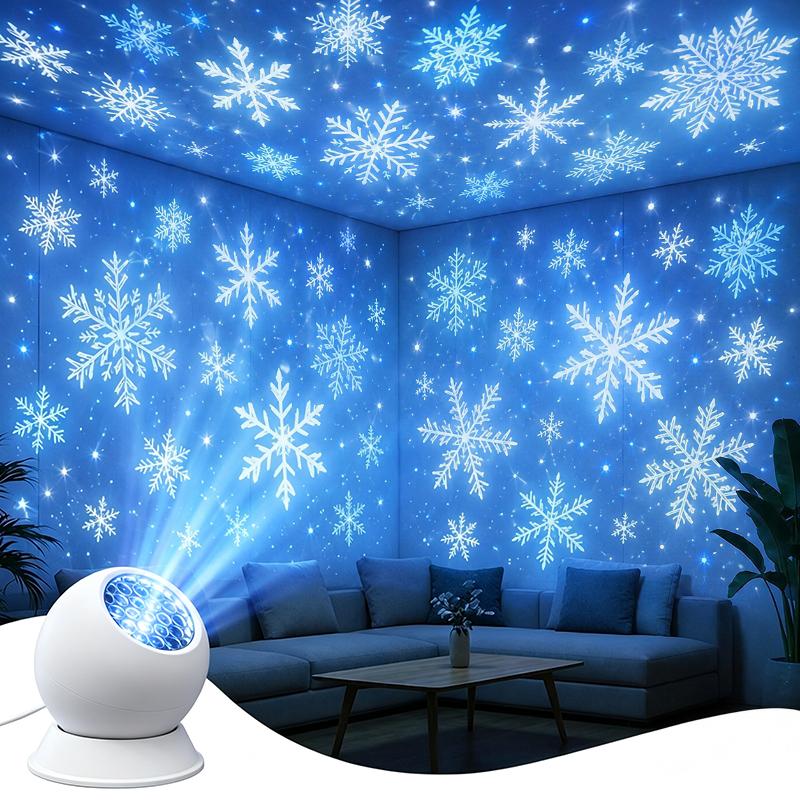 Snowflake Projector Lamp Dynamic Rotating Led Projection Light For Bedroom Christmas Party Ambient Decor
