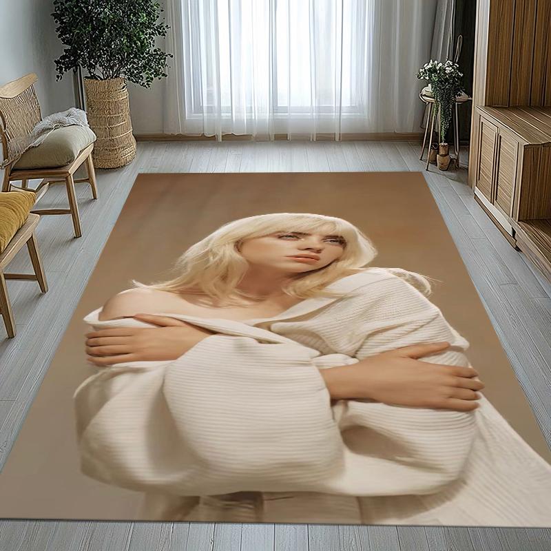 Alfombra de Área Antideslizante de Moda Billie Eilish Cantante Sala de Estar Alfombra Suave para Dormitorio Sala de Juegos para Niños Sofá, Felpudo Decoración del Hogar Regalo