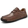 Spring 2024 Men's Casual Leather Lace-up Shoes - Soft Sole, Hand-stitched, Versatile, Large Size Driving Shoes
