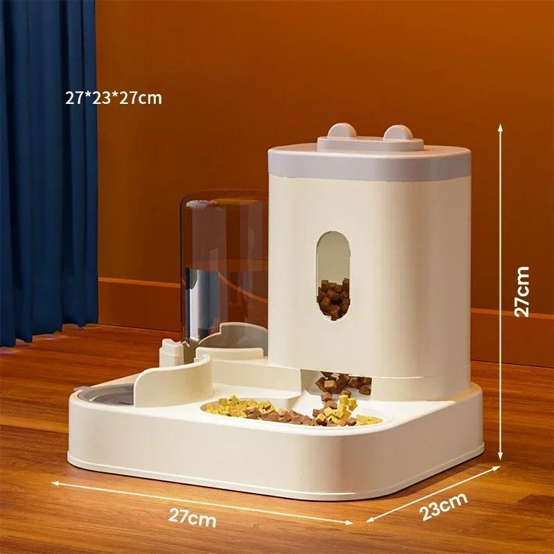 Cat Feeder Food Bowl Large Capacity Food Storage Container High Guardrails Prevent Splashing Large Capacity Multifunc Pet Feeder серый