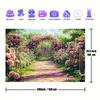 2D Pink Rose Garden Path Photography Backdrop Floral Fence Background