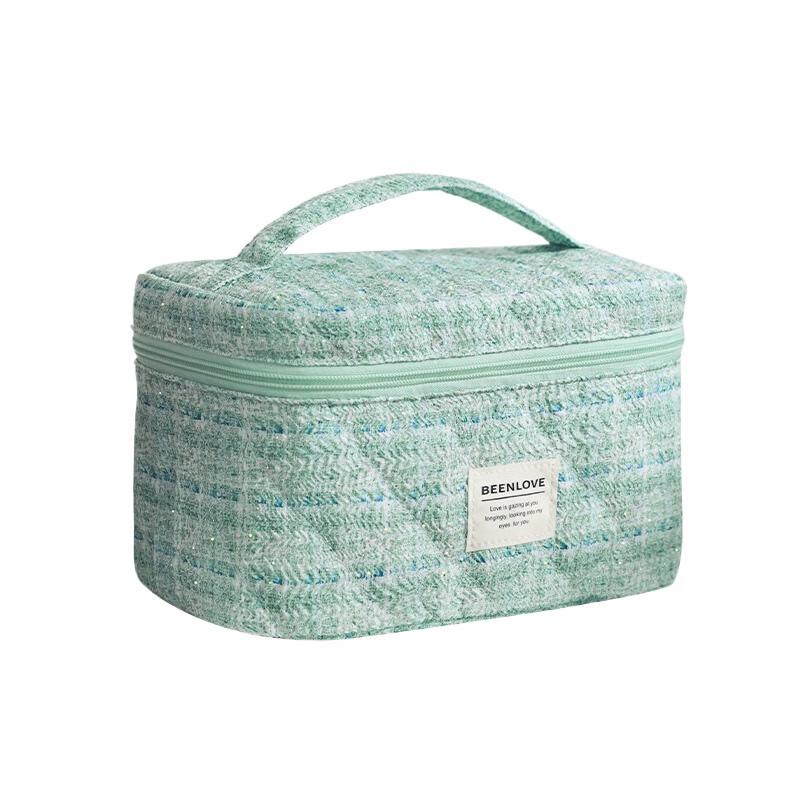 Newcity Embroidered Plaid Travel Cosmetic Bag