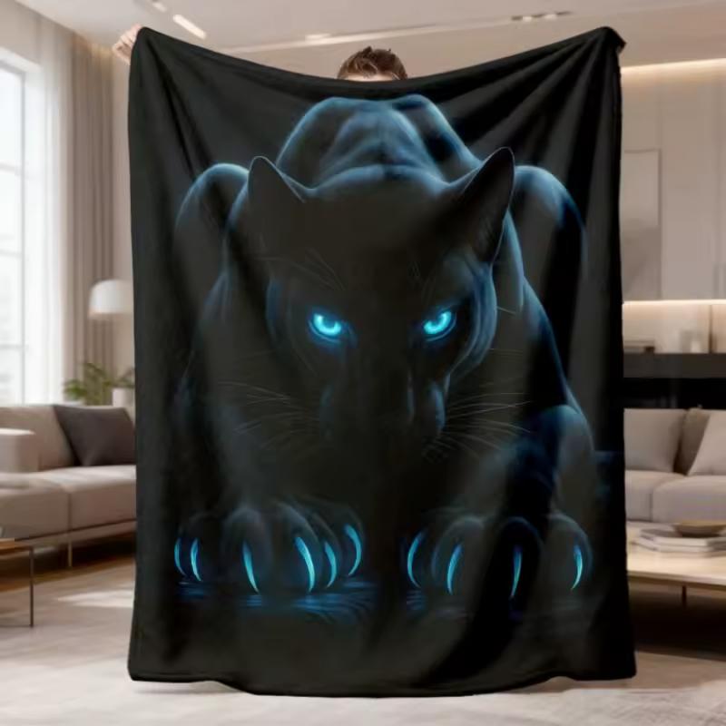Neon Black Panther Art Print Throw Blanket,soft,sofa,home theater,reading nook,ideal for indoor downtime,anniversary present