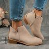 Women's Chunky Block Heel Boots Slip-on Closure Faux Cover