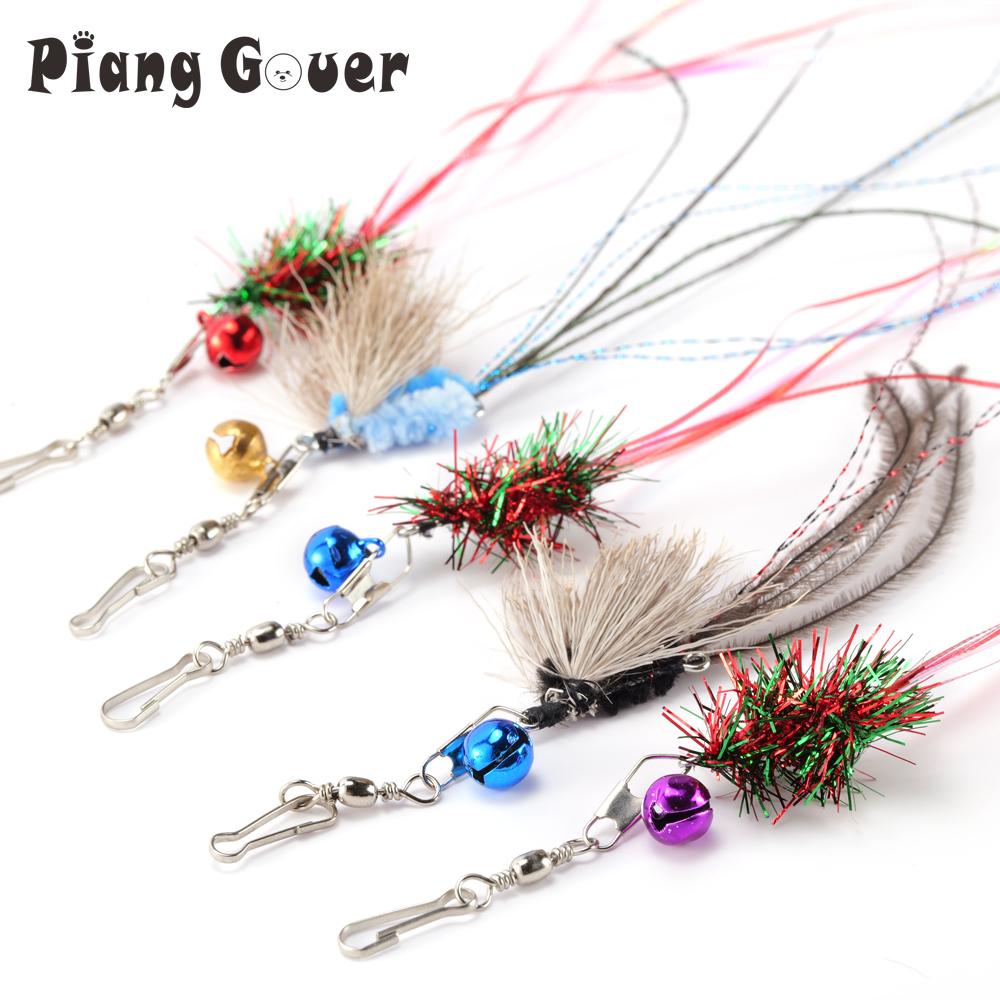 5pcs Mix Tassel Cat Teaser Stick Change Heads Cat Toys Interactive Pet Toy Supplies