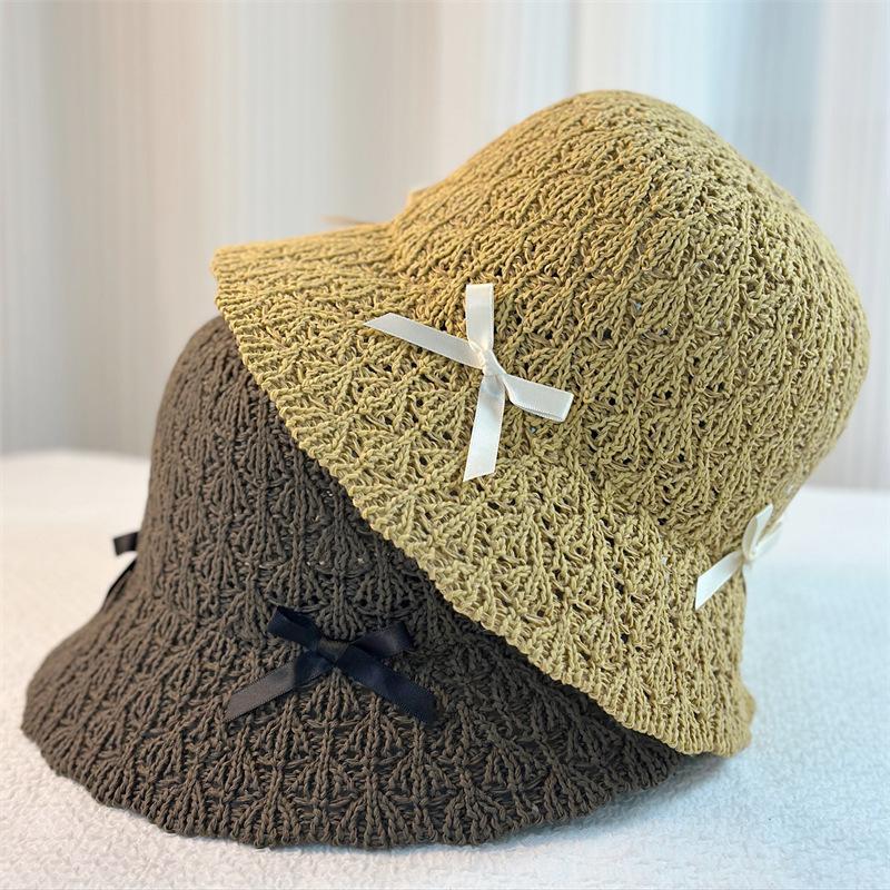 Bow Girl Sweet Cute Bucket Hat Spring and Summer Travel Seaside Sunscreen Hat Basin Hat