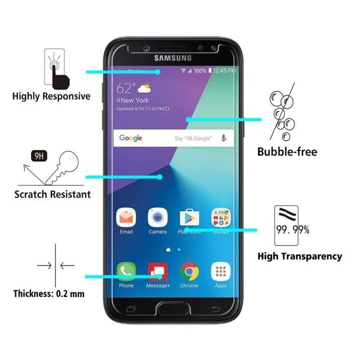 Film de protection d'écran - Phonillico® - Samsung Galaxy J7 2017 J730 - Pack de 2 - Ultra résistant - Noir