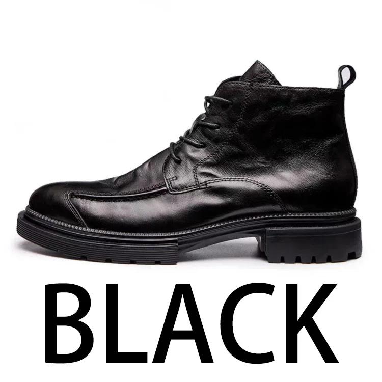 

Высокие ботинки на молнии с толстым дном, шнуровкой и круглым носком, мужские, нескользящие, износостойкие, зимние ботинки 2024 года, рабочая обувь 38 чёрный