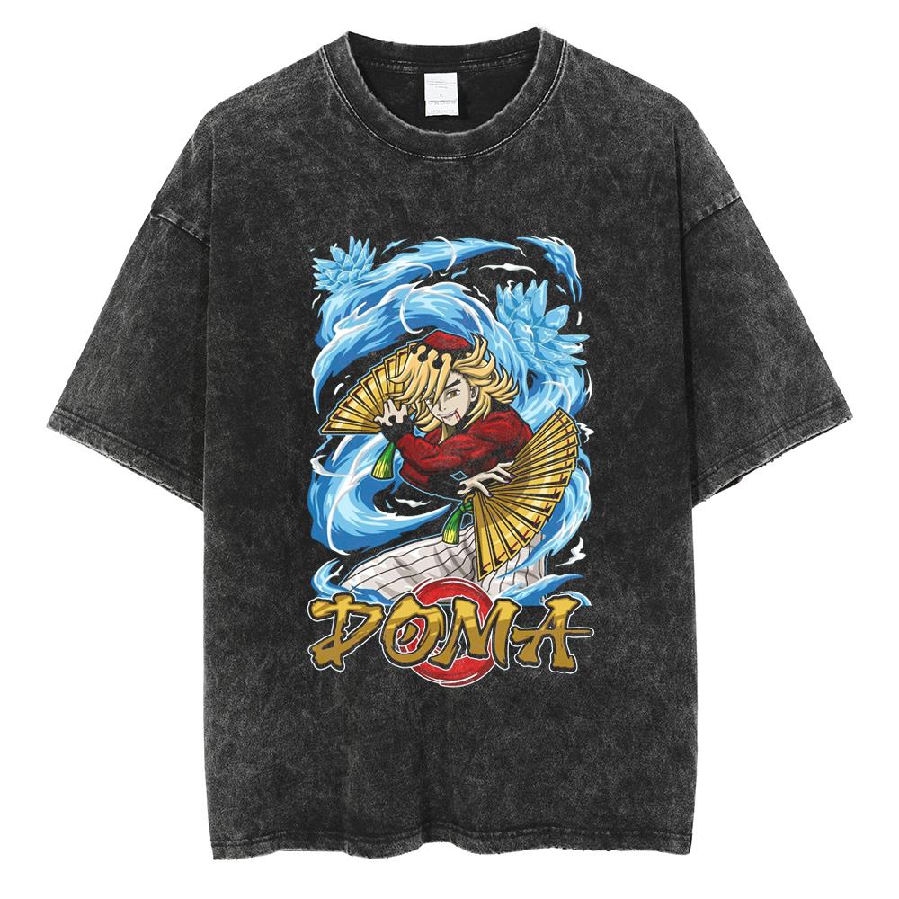 Anime Demon Slayer Kamado Tanjirou Printed T Shirt Men Women Washed Cotton Tshirts Manga Casual T-shirt Harajuku Male Tops