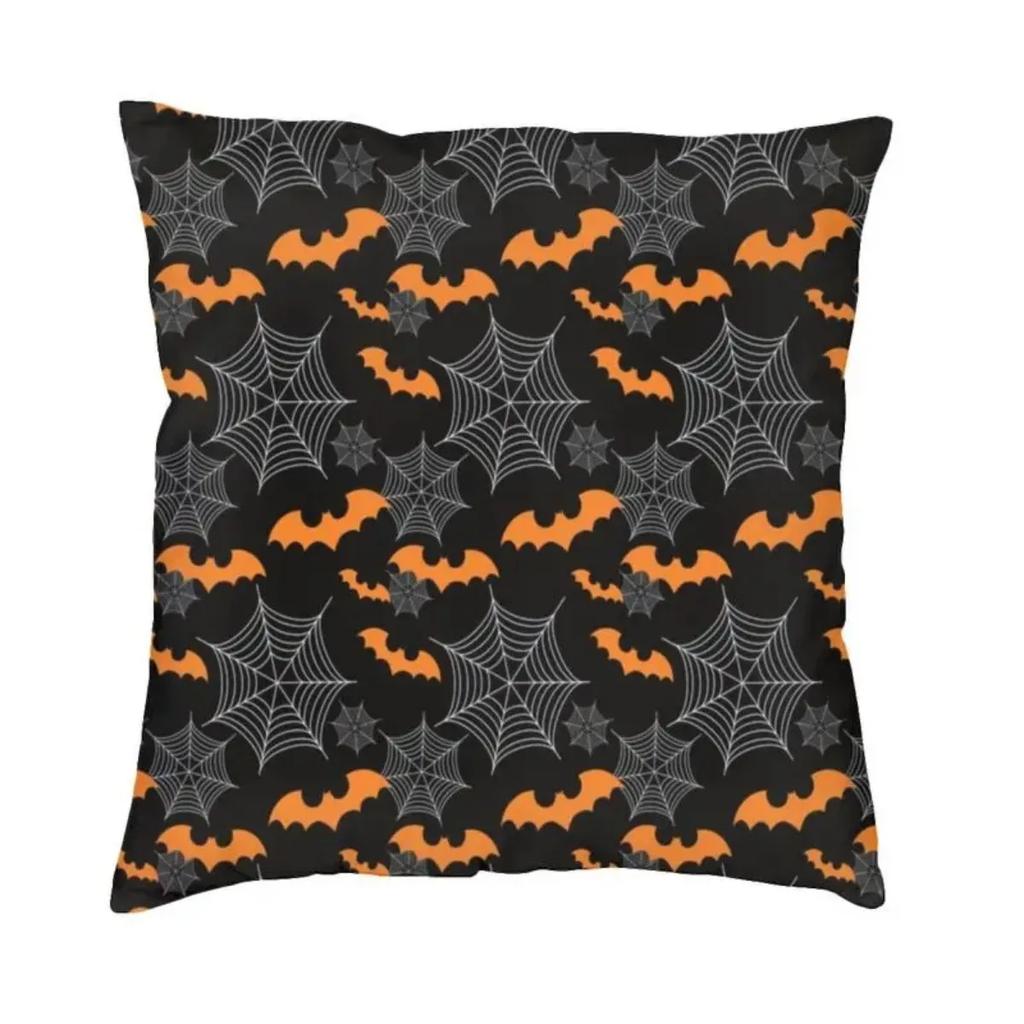 Pastel Goth Pink Black Bats Nordic Throw Pillow Cover Home Decorative Halloween Witch Chair Cushion 45x45cm Pillowcases