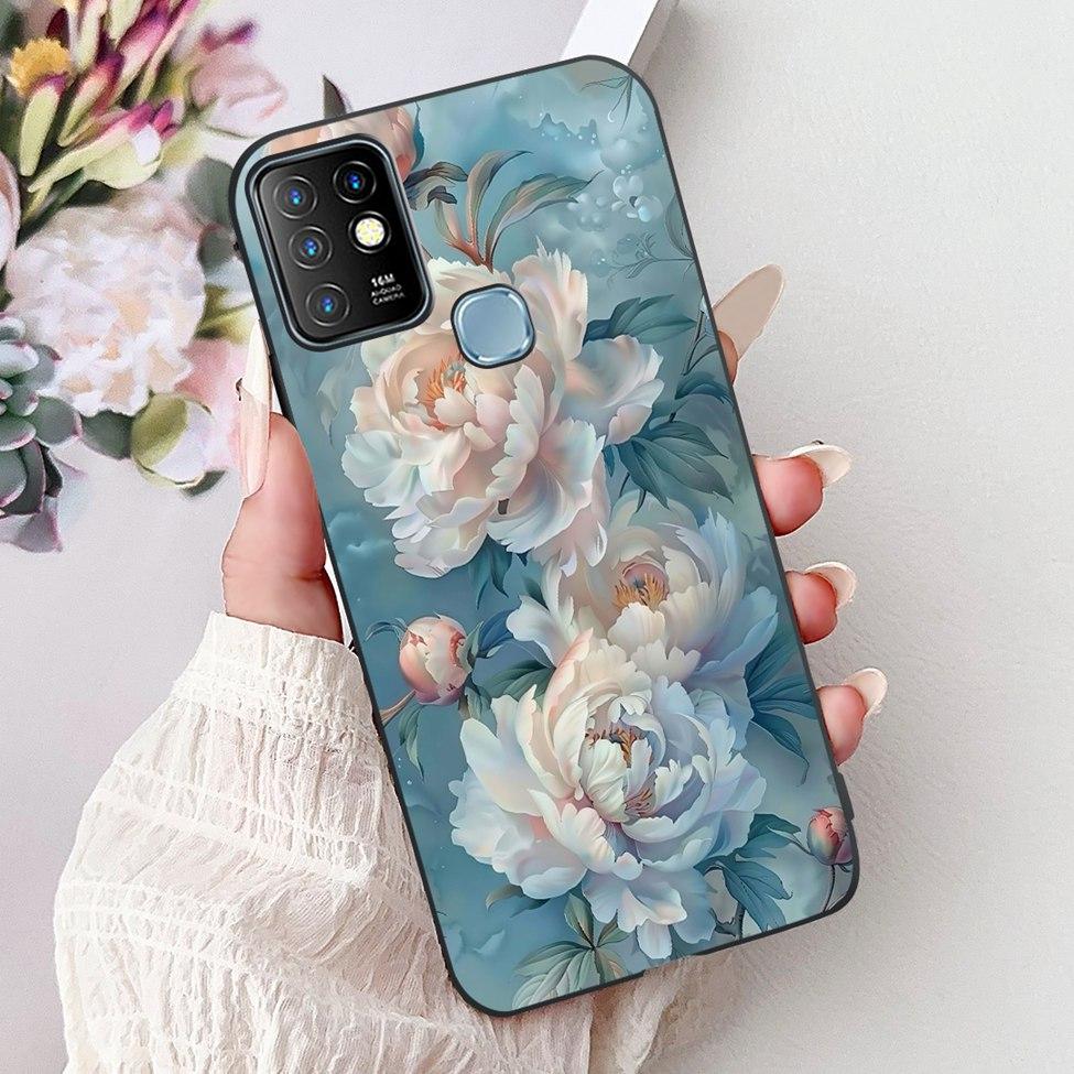 For Infinix Hot 10 Case Silicone Cute Cat Fashion Flowers Luxury Painted Back Cover For Inifnix Hot 10 Phone Case X682B X682C