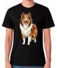 Rough Collie Dog Standing Illustration T-Shirt Herding Dog Lover Unisex Tee