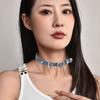 1 Stück Nischen-Design Denim-Serie Hohes Gefühl Liebes-Halskette Retro Blaue Choker-Schlüsselbein-Kette Trendiges Mädchen
