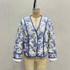 Womens Floral Print Long Sleeve Cotton Blend Casual Jacket V-Neck Lightweight Outerwear Fall 2026