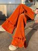 Pantaloni in velluto a coste arancioni taglie forti da donna con bordo a micro-svaso - Nuova Collezione Autunno/Inverno