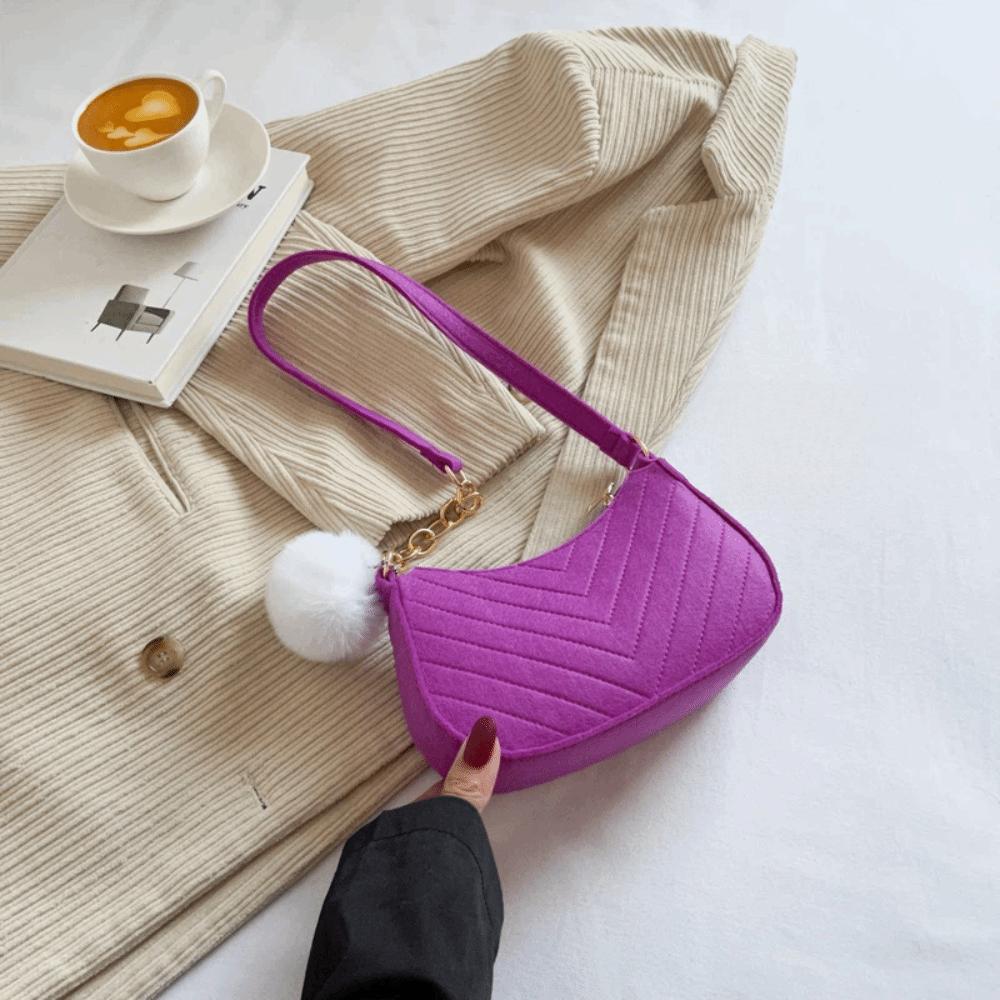 

Trendy Mini Shoulder Bag Fashion Design Handbag All-match Felt Underarm Bag Work фиолетовый