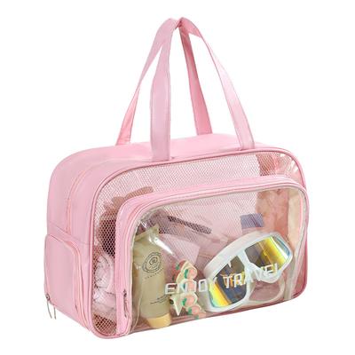 Travel Organizer Bag Dry Wet Separation Waterproof Swimming Gym Toiletry Pouch Transparent PU Cosmetic Bag