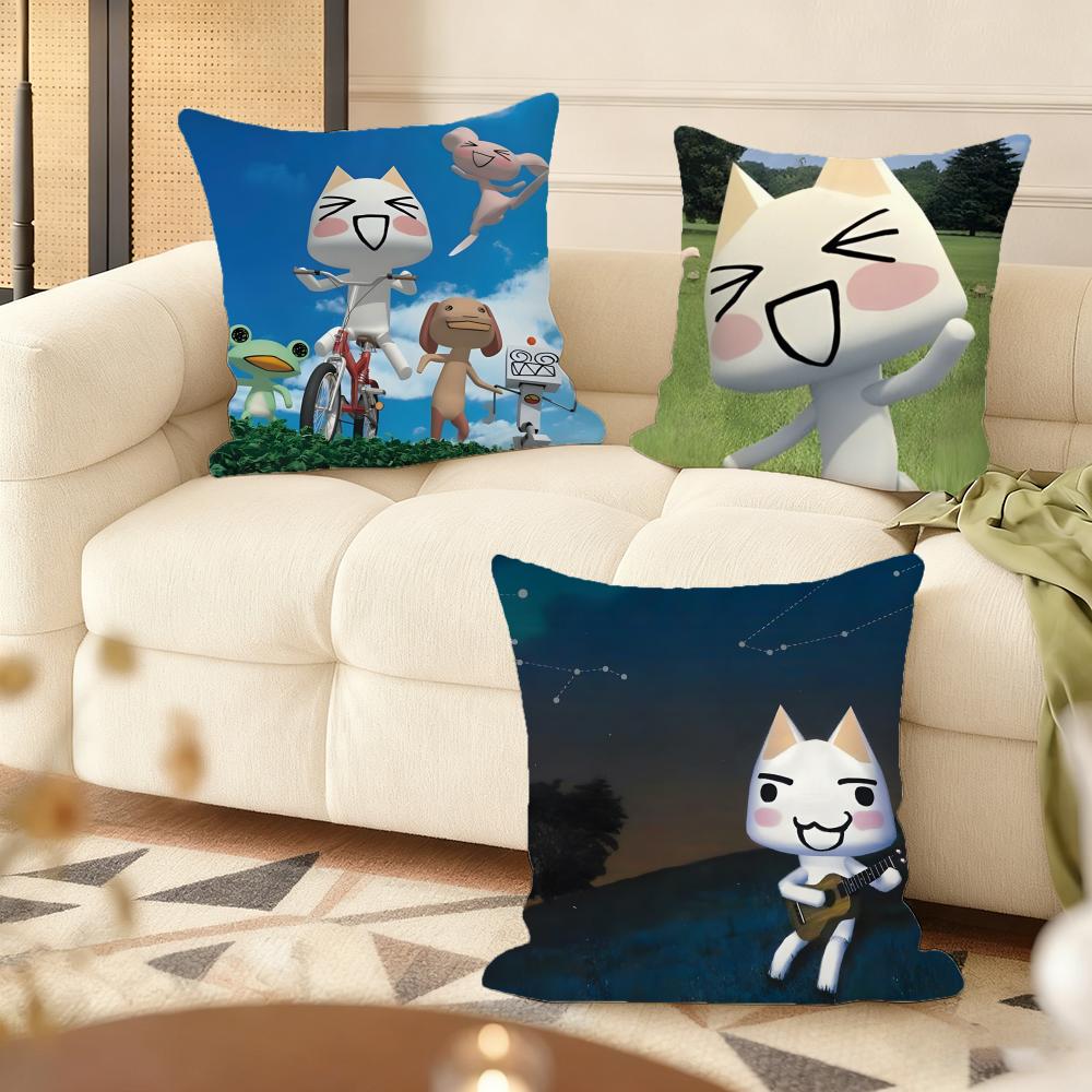 Cushion Cover Silky Short Plush Home Sofa Cushion Cover - Invisible Zipper Home Decoration Hot Movie Toro Cute Cat