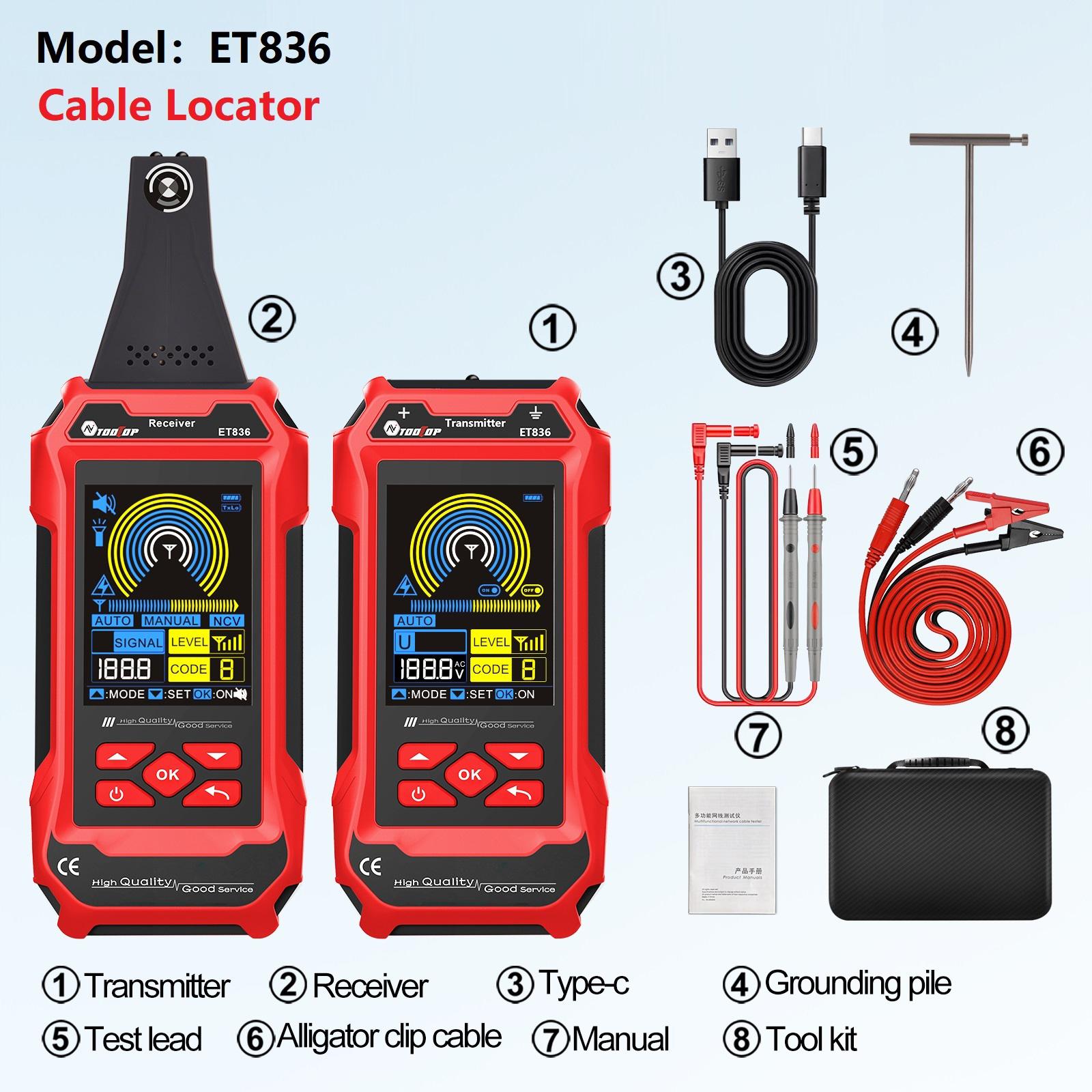 

TOOLTOP 400V Cable Locator Underground Wall Cable Water Pipes Tracker Circuit Break Short Test Multimeter Network Tester 3 in 1