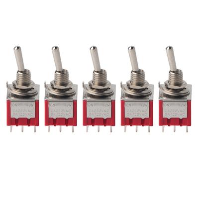 5Pcs ONON 2 Position Toggle Switch 3PDT 9 Pin 6mm 2A250VAC 5A125VAC