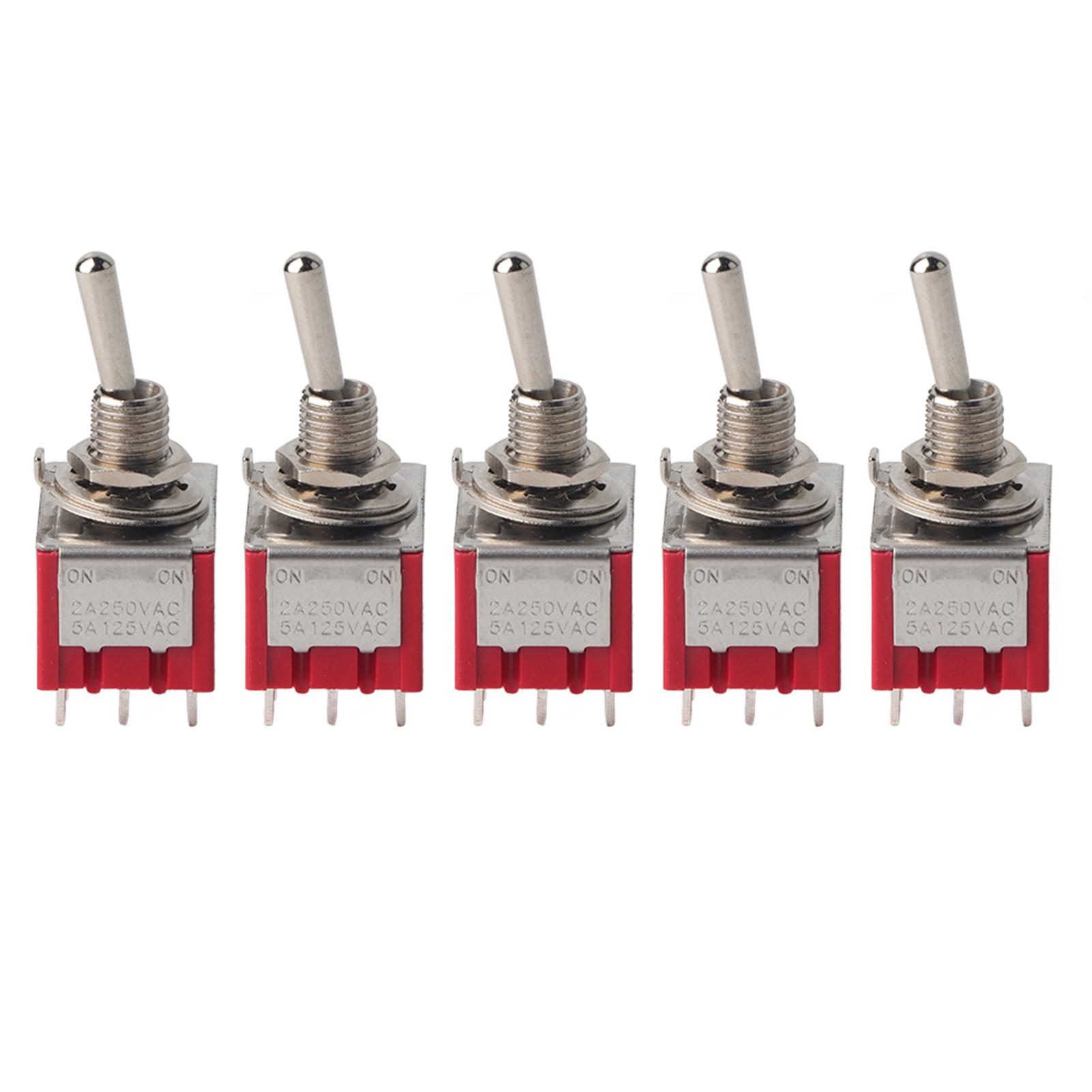 

5Pcs ONON 2 Position Toggle Switch 3PDT 9 Pin 6mm 2A250VAC 5A125VAC