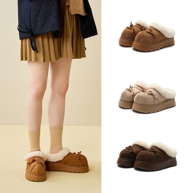 Cotton Shoes for Warmth, Fleece for Height Increase, Fashionable and Versatile Indoor Plush Slippers