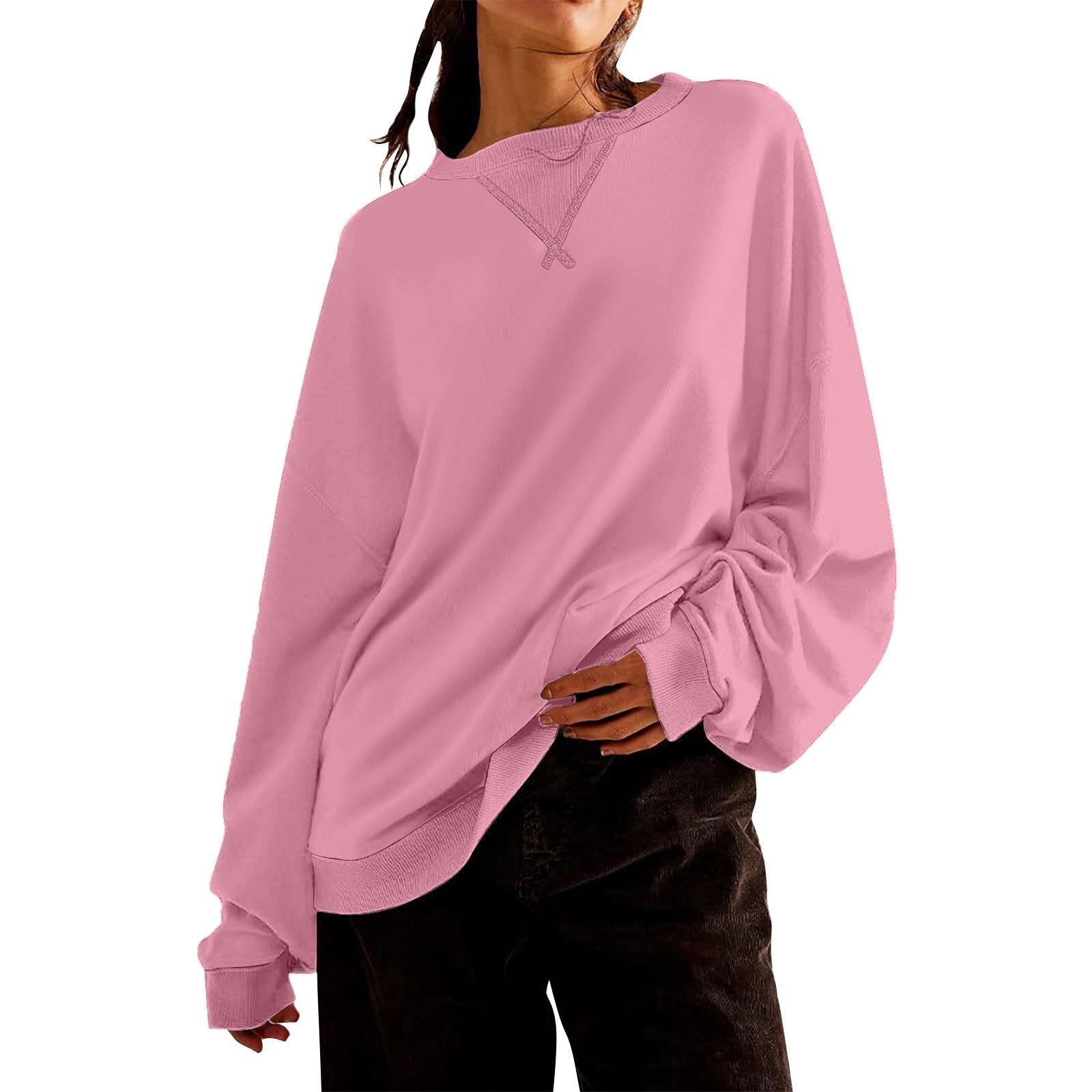 

Женские топы с длинными рукавами, футболки, однотонные модные женские толстовки с принтом «креветки» XL розовый