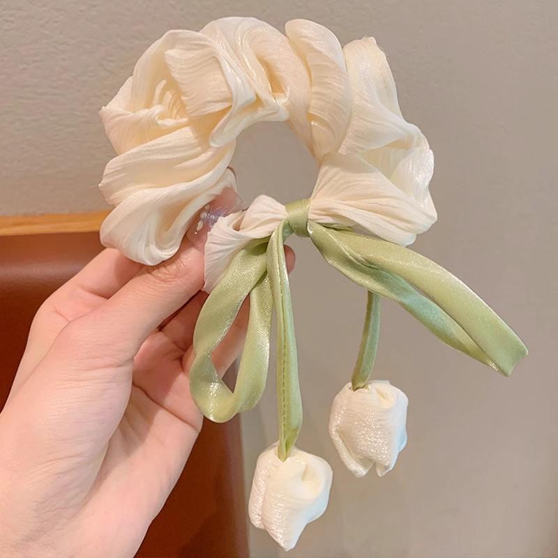 Cute Tulip Flower Large Intestine Scrunchie For Girls Sweet Hair Ornament Headband Hair Band Hair Tie Hair Accessories