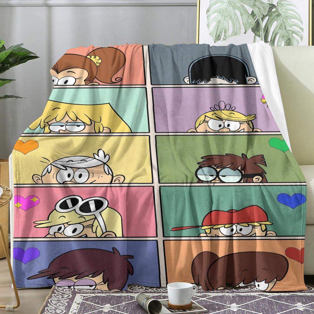 L-Loud Houses Family Throw Soft Flannel Throw Blanket, Lightweight Breathable Summer Nap Blanket For Sofa Home Travel Cozy Decor 75X95CM