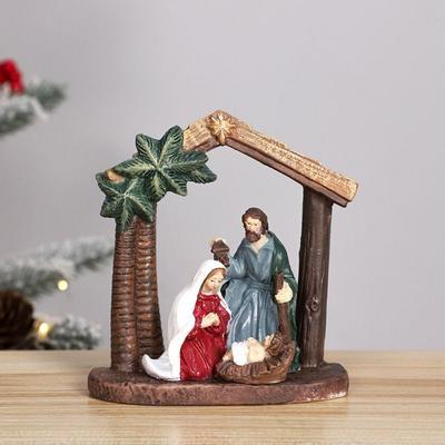 Creative Classic Holy Family Figurine Cute Cartoon Christmas Manger Ornaments Decorative Jesus Christ Figurine Living Room