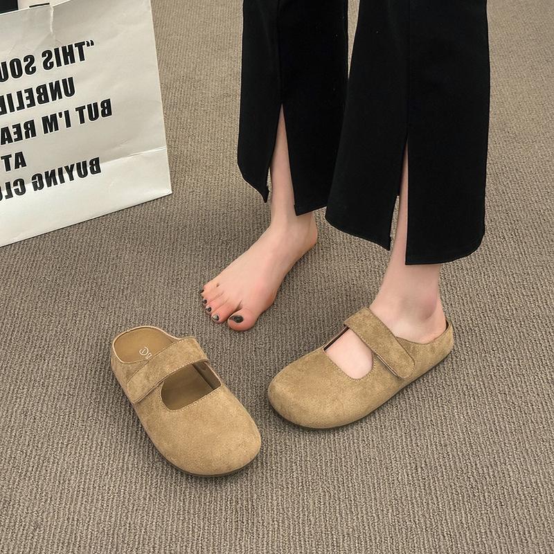 In the Summer of 2025, the New Velcro Lazy One-pedal Fashionable Pink Half-tray Shoes, Platform Height-increasing Outer Slippers.