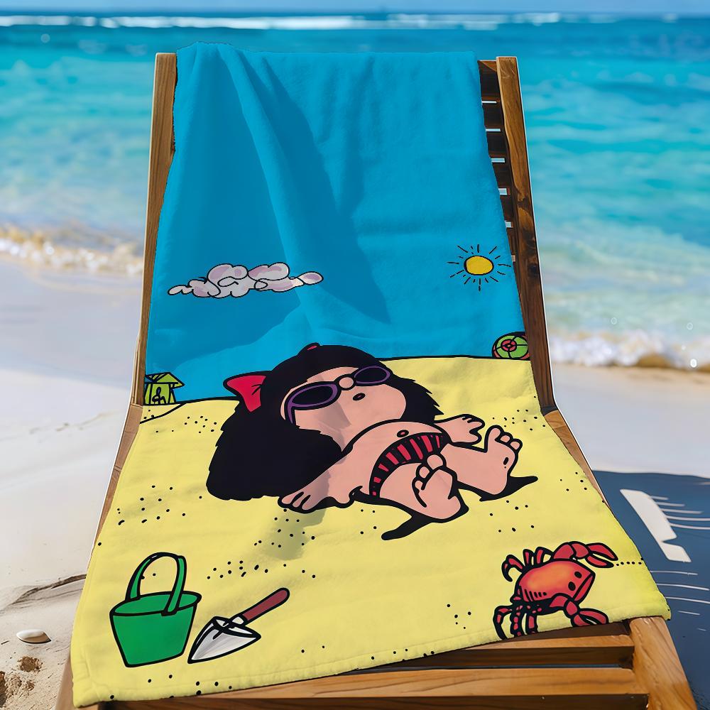 Lang Pattong White Cartoon Mafalda Towel Quick Drying Beach Towels Are Suitable For Swimming Pools Camping Yoga And The Gym