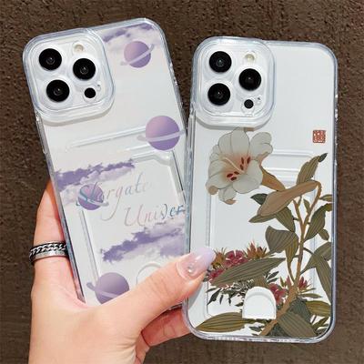 Card Slot Holder Silicone Wallet Pocket Case For Honor X9A X8A X7A X6A iPhone 17 16 15 13 11 Samsung S25 S24 S23 S22 Cover Clear Phone Bumper