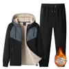 Winter Men Fleece Hooded Casual Sport Suits Man Jogger Run Outdoor Tracksuits Male Thick Sportwear Sets Two Piece Jacket Coat Pant