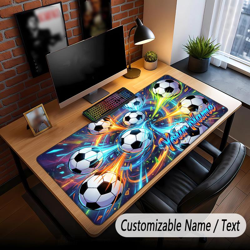 Soccer Theme Custom Mouse Pad Personalized With Name Text Customized Desk Mat For Office Home Decor