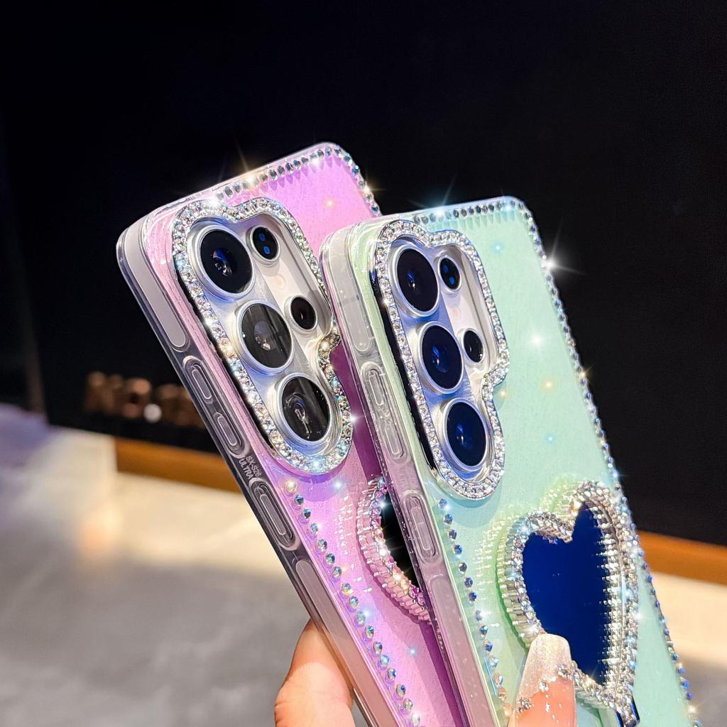 Flash diamond IMD Samsung S11Ultra mobile phone case A11 love mirror holder S11 anti-drop protective case hard