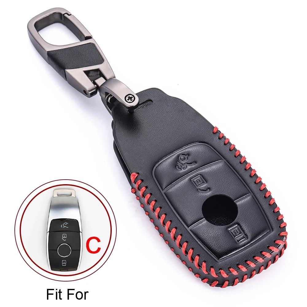 Leder Auto Schlüsselabdeckung für Mercedes Benz C260 W203 W204 W211 CLK B C E ML S CLK CL Klasse AMG Smart Fernbedienung Schlüsselanhänger Schutzhülle