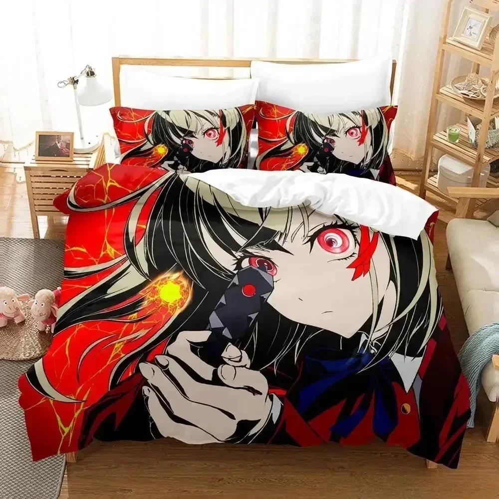 Lycoris Recoil Bettwäsche-Set, Einzel-, Zwillings-, Voll-, Queen- und King-Size-Bettset, Schlafzimmer für Erwachsene und Kinder, Bettbezug-Set, 3D-Anime-Bettlaken-Set