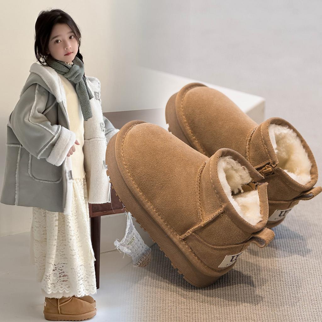 Girls snow boots 2025 new winter children's boots integrated fur baby big cotton shoes winter shoes piled and thickened