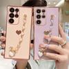 Suitable for Samsung S24ULTRA Electroplated Mobile Phone Case S25 Side Love Mobile Phone Case A55 Love Bracelet Protection Case