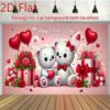 2D Romantic Pink Heart and Bear Backdrop for February 14th Events