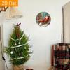 Vintage Christmas Metal Wall Art Santa Claus Reindeer Sleigh Round Tin Sign Holiday Decor Home Office Cafe Bar