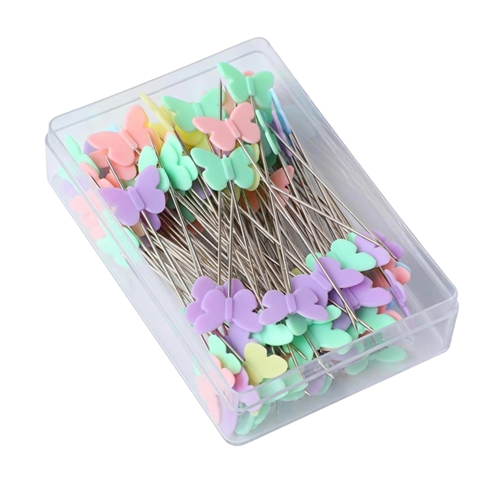 

100pcs Butterfly Head Sewing Pins Quilting Pins Patchwork Pins for Fabric Crafting and Sewing Projects with Plastic Butterfly Heads and Steel Shafts One Size