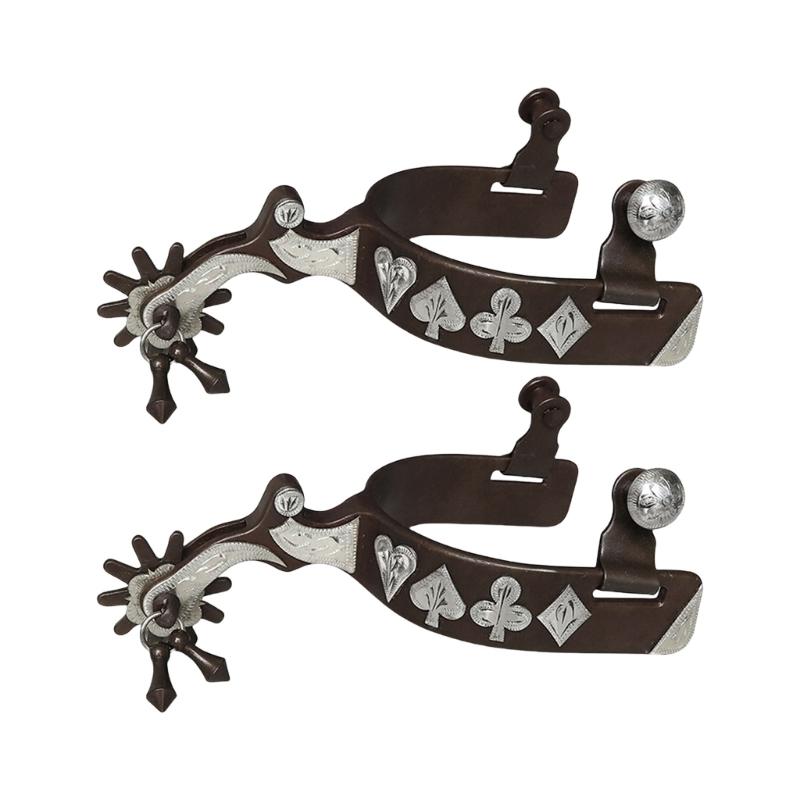 Western Horse Horsemanship Spurs Solid Metal Antique Styles Spurs Decorative German Silver Plated Bronze Spurs