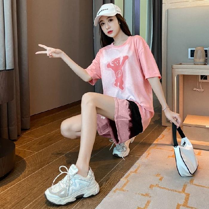 Age-reducing Sports Suit for Women In Summer Fashionable and Stylish Casual Shorts Shorts Large Size Two-piece Set