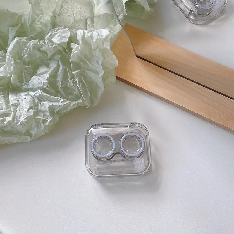 Tragbares Transparentes Pinzetten-Saugnapf-Stäbchen-Behälter-Set Tragbare Kontaktlinsenbox für Damen Reise-Kontaktlinsen-Etui Geschenk