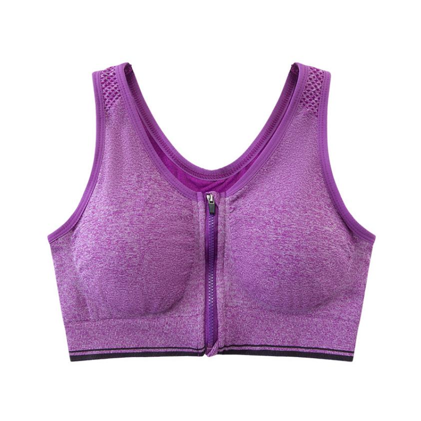 Sports Yoga Bra Front Zipper Top Fitness Push Up Gym Running Shockproof Shirt Workout Fast Dry Vest