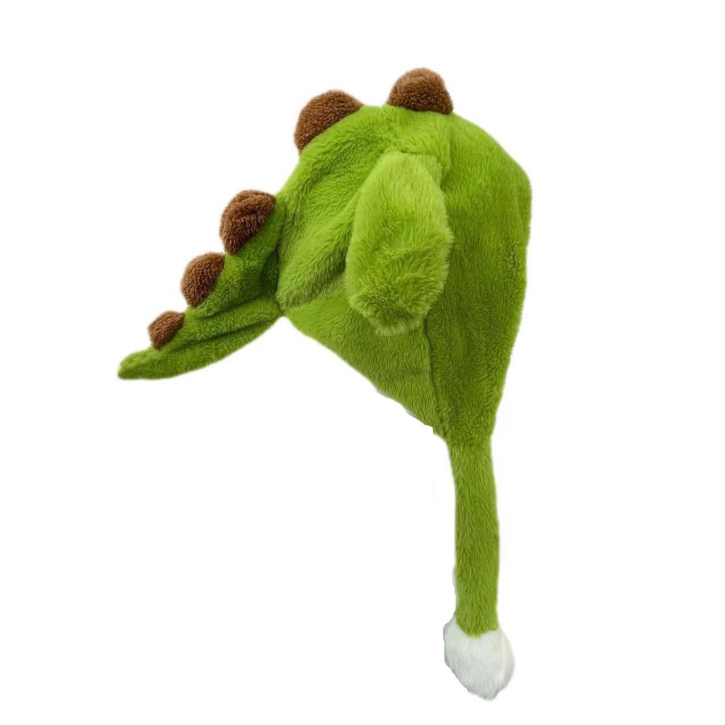 Winter Cartoon Dinosaur Doll Plush Hat, A Cute Hat With Ears That Move When Squeezed