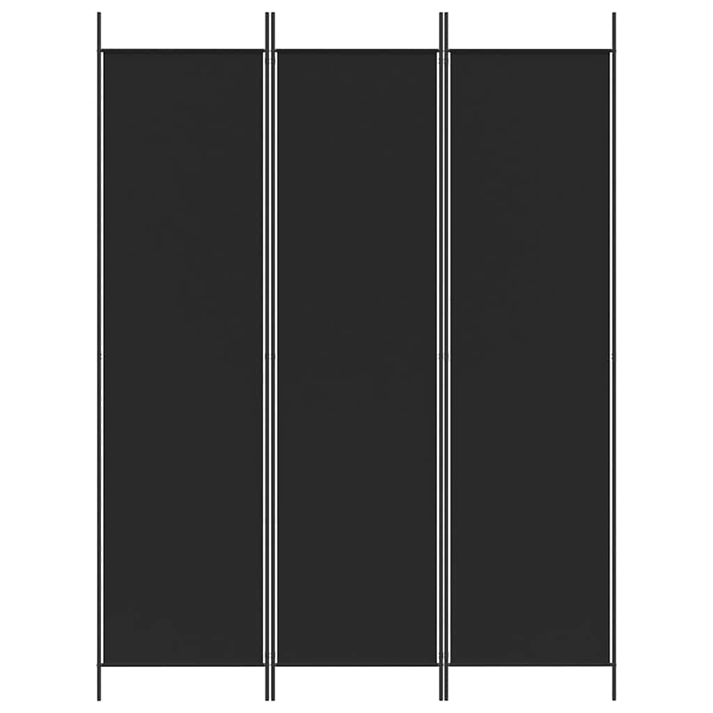 3 Panel Black Folding Screen 150 x 200 cm Fabric