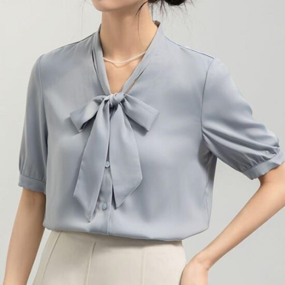 NaVaVa Women Ribbon V Neck Short sleeVe Blouse Nb2802